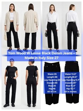 Tom Wood W Loose Black Denim Jeans – Made in Italy Size 25-27